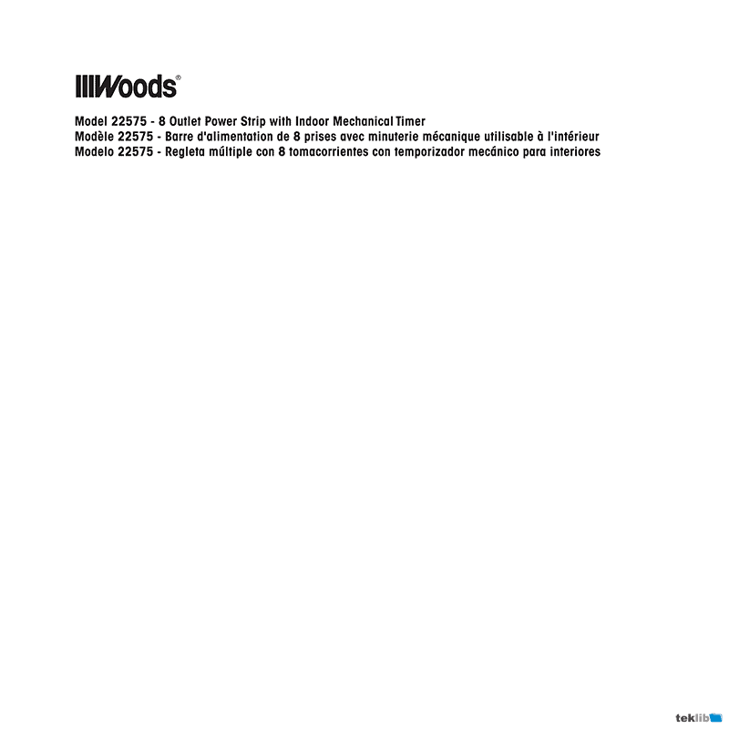 Woods 22575 Power Strip Instruction Manual
