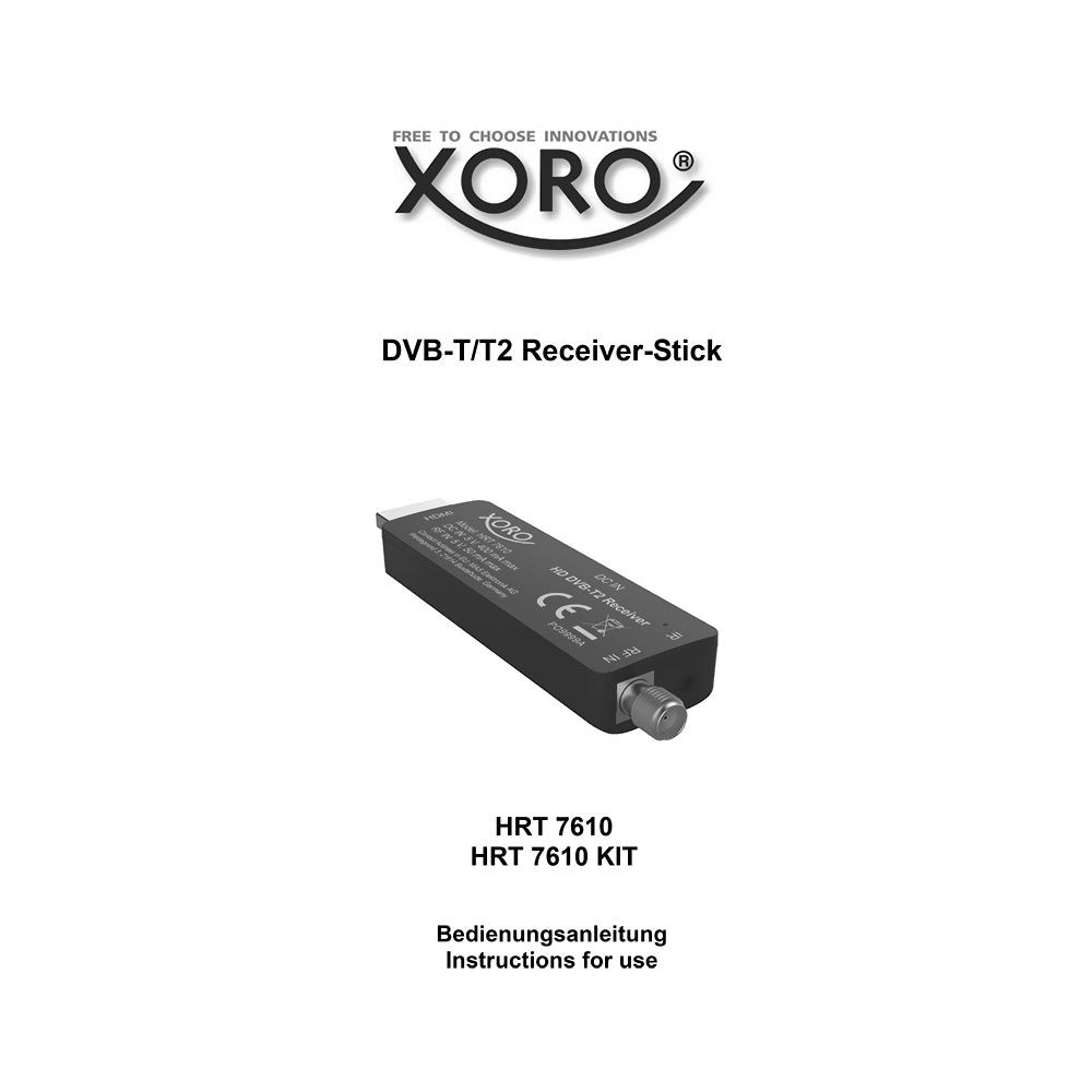 XORO HRT7610 DVB-T2 HD Receiver Stick User Manual