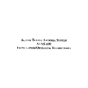 Yaesu ATAS-100 Active Antenna Installation/Operating Instructions