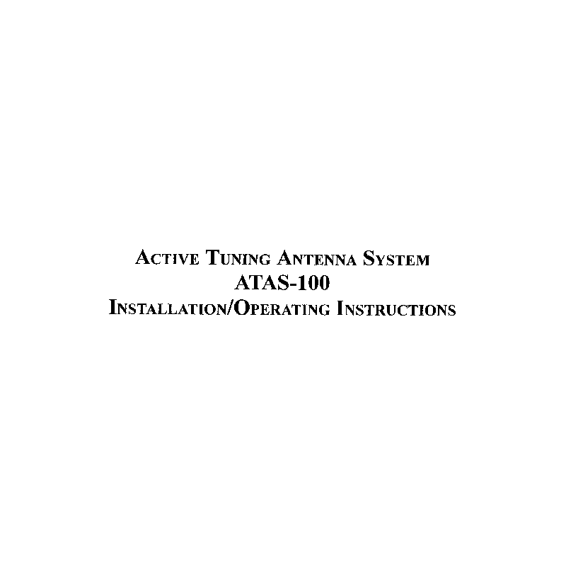 Yaesu ATAS-100 Active Antenna Installation/Operating Instructions