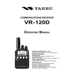 Yaesu VR-120D Communications Receiver Operating Manual