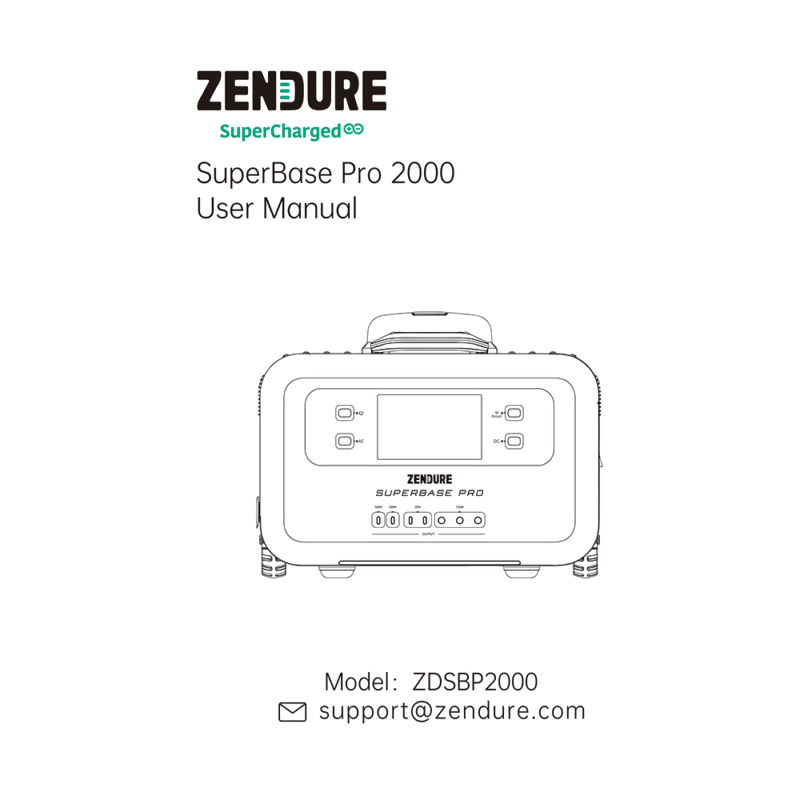 Zendure SuperBase Pro 2000 Portable Power Station User Manual